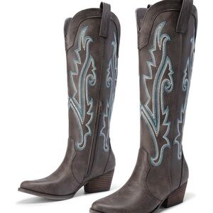 New Dream Pairs Western Knee High Cowboy Boots size 7 faux leather